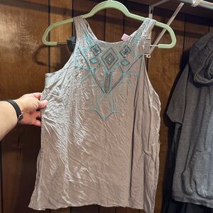 Embroidered gray Sleeveless Top